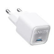 Stenski polnilec Anker Nano 3 30W GaN stenski polnilec z USB-C vhodom - bel