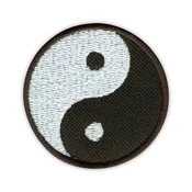 shumee Našitek Yin Yang s črnim robom - Samolepilna podlaga - Vezen našitek/značka/emblem