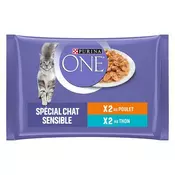 PURINA ONE 4 x 85 g - Sensitive piletina i tunjevina