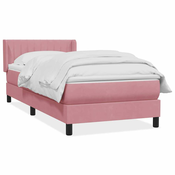vidaXL vidaXL Box spring postelja z vzmetnico roza 90x220 cm žamet, (21791546)