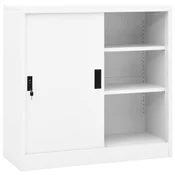 Vidaxl Pisarniška omara z drsnimi vrati bela 90x40x90 cm jeklo