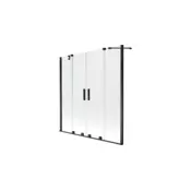 Mexen Velar Duo drsna kopalna paravan s 2 vrati 140 x 150 cm, prosojen, črn - 896-140-000-02-70