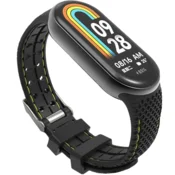 GS Silikonski pašček za Xiaomi Smart Band 10/9/8, črn/zelen
