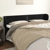 Vidaxl vidaXL Vzglavnik s krilci, črn, 203x23x78/88 cm, žamet
