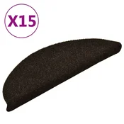 Vidaxl Preproge za stopnice samolepilne 15 kosov 56x17x3 cm temno rjave polkrožne