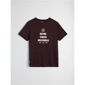 Sinsay - Pamučna majica sa natpisom - maroon