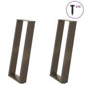 Noge za konzolni stol u obliku slova U, 2 kom, prirodni celik, 38 x (72-73) cm, celik