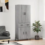 Greatstore Visoka komoda siva sonoma 69,5x34x180 cm inženirski les