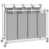 Homestar Košara za perilo 4 predelki 97x38x81 cm siva