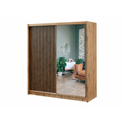 Garderobna omara Honolulu 224 Wotan hrast, Črna, 215x203x61cm, Vrata omare: Drsna