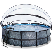 Bazén s krytom pieskovou filtráciou a tepelným cerpadlom Stone pool grey Exit Toys okrúhly kovová konštrukcia 450*122 cm šedý od 6 rokov ET30671500