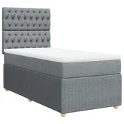 Vidaxl Box spring postelja z vzmetnico svetlo siva 90x190 cm blago