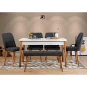 Hanah Home Set trpezarijski sto, 4 trpezarijske stolice i klupa Santiago 1053 Šareni