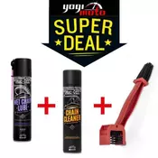 Paket za celotno vzdrževanje verige motorja Muc-Off (čistilo+mazivo+krtača)