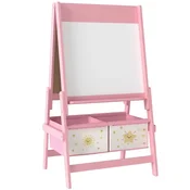 Homestar Otroški stojalo 3 v 1 tabla za kredo bela tabla papirni zvitek 54x46x94 cm roza