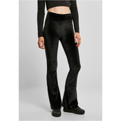 Womens high-waisted velvet leggings black