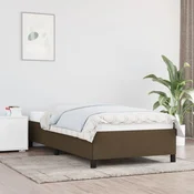 shumee vidaXL Posteljni okvir brez vzmetnice, temno rjav, 100x200 cm, blago