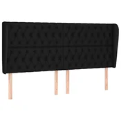 Vidaxl Vzglavje z ušesi črno 203x23x118/128 cm blago