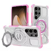 Hibridni ovitek Carbon Shield Pro za Samsung Galaxy S25 Ultra - pink transparent
