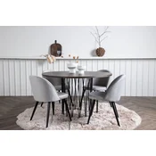Venture Design Jedilna miza in stol komplet okrogla miza 120x74 cm stoli 57x76,5x50 cm črno siva