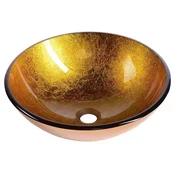 SAPHO Eleganten Stekleni Umivalnik O 42cm v Zlato Oranžni Barvi - SAPHO BEAUTY Series