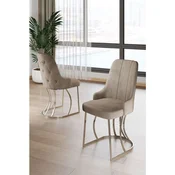 Hanah Home set trpezarijskih stolica Puva 2 kom, kapucino tkanina Babyface, hromirane metalne noge