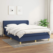 Greatstore Box spring postelja z vzmetnico modra 140x200 cm blago