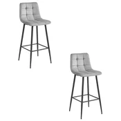 BE ARCETO stolček - srebrno-siv žamet/črne noge x 2