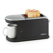 oneConcept Quickie 2 v 1 opekač kruha z dvema režama mini aparat za kavo skodelica vključena  (TOA1-Quickie-B)