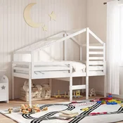 Vidaxl Streha za otroško posteljo bela 188x82x113 cm trdna borovina