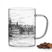 shumee STEKLENA SKODELICA MESTO TORUŃ 400 ML PROZORNA S ČRNIM POTISKOM
