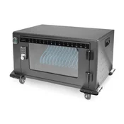 DIGITUS polnilni voziček, 14, USB-C, elektronska ključavnica PIN, 16 polnilnih podstavkov, ventilator, 384 x 550 x 375 mm, črna