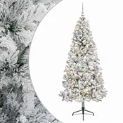 Vidaxl Umetna božična jelka z bučko 180 cm 300 LED Toplo bela