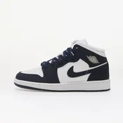 Air Jordan 1 Mid Kids Obsidian/ Obsidian-White-Grey Fog 4.5Y