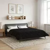 vidaXL Poletna odeja Črna 200 x 220 cm Mikrofibra in Teddy flis
