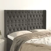 Vidaxl vidaXL Vzglavje s krilci temno sivo 147x16x118/128 cm žamet