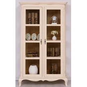 Casa Padrino country style showcase cream/brown 112 x 49 x H. 190 cm - Solid wood cabinet with 2 glass doors - Solid wood furniture - Country style furniture - Country style furnishings