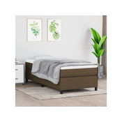 Den Box spring postelja z vzmetnico temno rjava 80x200 cm blago