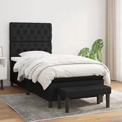 vidaXL Box spring postelja z vzmetnico črna 80x200 cm blago