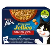 slomart Purina Felix Sensations Mix Turčija, skuša, jagnjetina, sled - Mokra hrana za mačke - 12x85 g