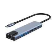 INF USB-C multiport adapter USB-A, USB-C, HDMI, RJ45 Grey, (21248018)