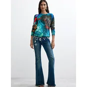 Desigual Pulover modra / cijansko modra / rjava / smaragd