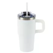 Termovka s slamico MIAU - bela, 600 ml