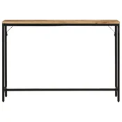 vidaXL Konzolna mizica 110x30x75 cm trd neobdelan mangov les in železo