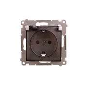 shumee Simon 54 Enojna vtičnica schuko 16A 250V IP44 z zaklopkami in pokrovom srebrne mat barve DGSZ1BZ.01/43A