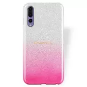 Silikonski ovitek z bleščicami Bling 2v1 za Huawei P20-srebrno pink