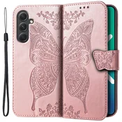 GS Ovitek za Samsung Galaxy A54 5G, metulj, roza zlat