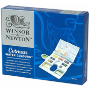 Komplet akvarelnih barv, 14 kosov, pol-ponve + 1 čopič Winsor & Newton
