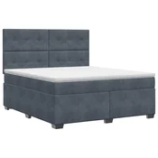 vidaXL Postelja boxspring z vzmetnico Temno siva 140 x 200 cm Žamet