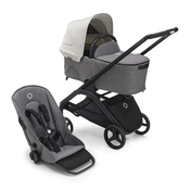 Bugaboo Dragonfly s košaro - BLACK/GREY MELANGE - MISTY WHITE